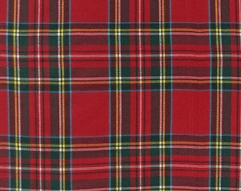 Tartan Plaid Fabric, Fabric by the half Yard, Red and Black Stewart Plaid Fabric, Plaid Cotton Fabric, House of Wales Plaid