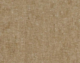 Tela de lino beige, tela por media yarda, teñido en hilo Essex color topo, Robert Kaufman, tela de lino y algodón