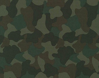 Cotton Camouflage Fabric by the half Yard, Camo print cotton twill fabric in Olive green, Sevenberry for Robert Kaufman Quilting Fabric