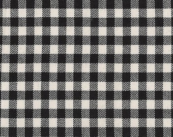 Black check fabric, Plaid Fabric, Fabric by the Half Yard, Black Gingham Fabric, Apparel Fabric