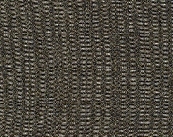 Tela dorada metalizada, tela por media yarda, teñida en hilo Essex, tela de lino metalizada en dorado negro, E064