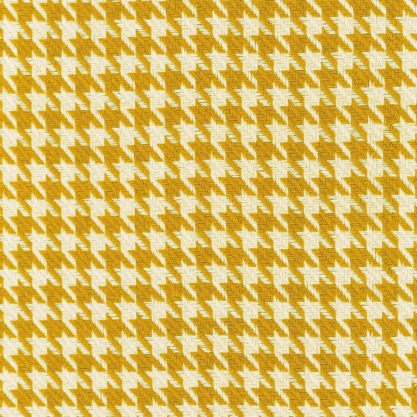 Loomcraft Plaid Mustard Houndstooth Yarn-Dyed Cotton Woven Coating 13oz, 44”, Robert Kaufman Fabrics