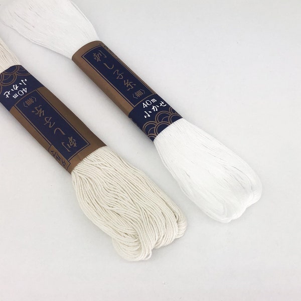 White Sashiko Thread, Ecru Sashiko Thread, Daruma Sashiko Thread, White or Ecru 40 meter skein, Japanese Cotton Sashiko Thread