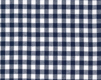 Navy Plaid Cotton, Fabric by the half Yard, Carolina Gingham, 1/4" Navy Gingham Fabric, Quilting fabric, Apparel Fabric