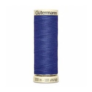 Könnte beinhalten: Eine Spule Gütermann Nähgarn in tiefem Blau. Die Spule ist mit dem Markennamen und der Länge des Garns beschriftet: 100 m - 110 yds/mgs.