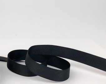 Cinta grosgrain negra, cinta cortada a medida, 1/2 pulgada, 12 mm, cinta negra, cinta mate de doble cara