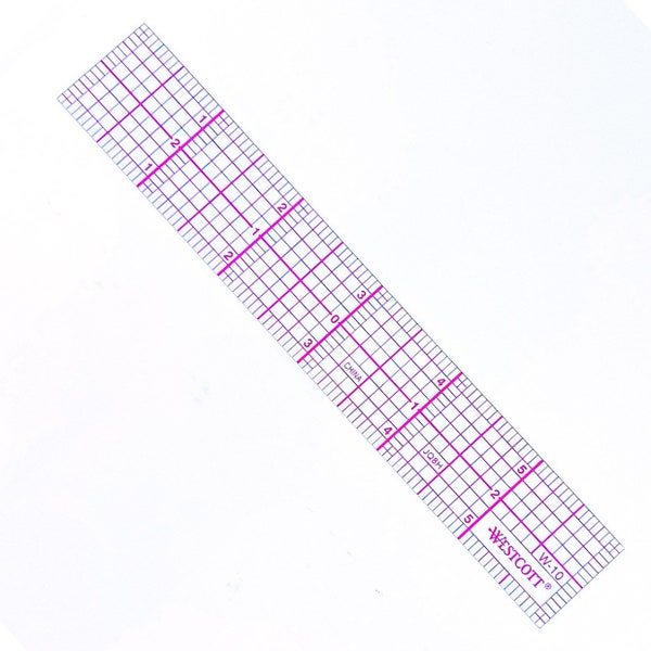 Sewing Ruler, Seam Allowance Guide, 6” x 1”, 8ths Graph Ruler, Clear Plastic Ruler