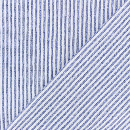 Seersucker Striped Fabric, Fabric by the Half Yard, Blue White