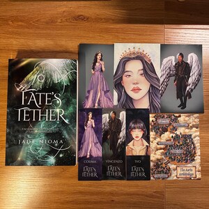 Fate&#39;s Tether Paperback STARTER Bundle Signed + 3 Art Prints Fate&#39;s Tether by Jade Nioma