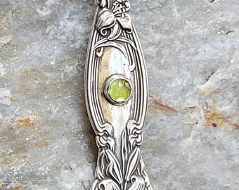Vintage sterling zilveren lepelketting met peridot