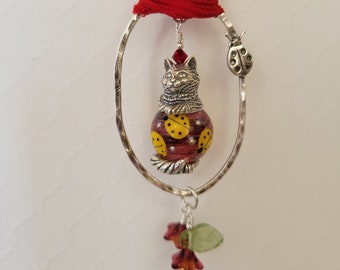 Kitty & Ladybugs Garden Pendant by Penny Michelle