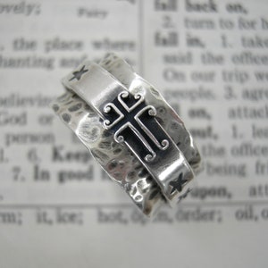 Faith Scripture Spinner Ring with Cross Your Choice Sterling Silver