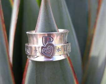 LIVE*LOVE*LAUGH*Heart Spinner Ring Meditatiering Fidget Ring