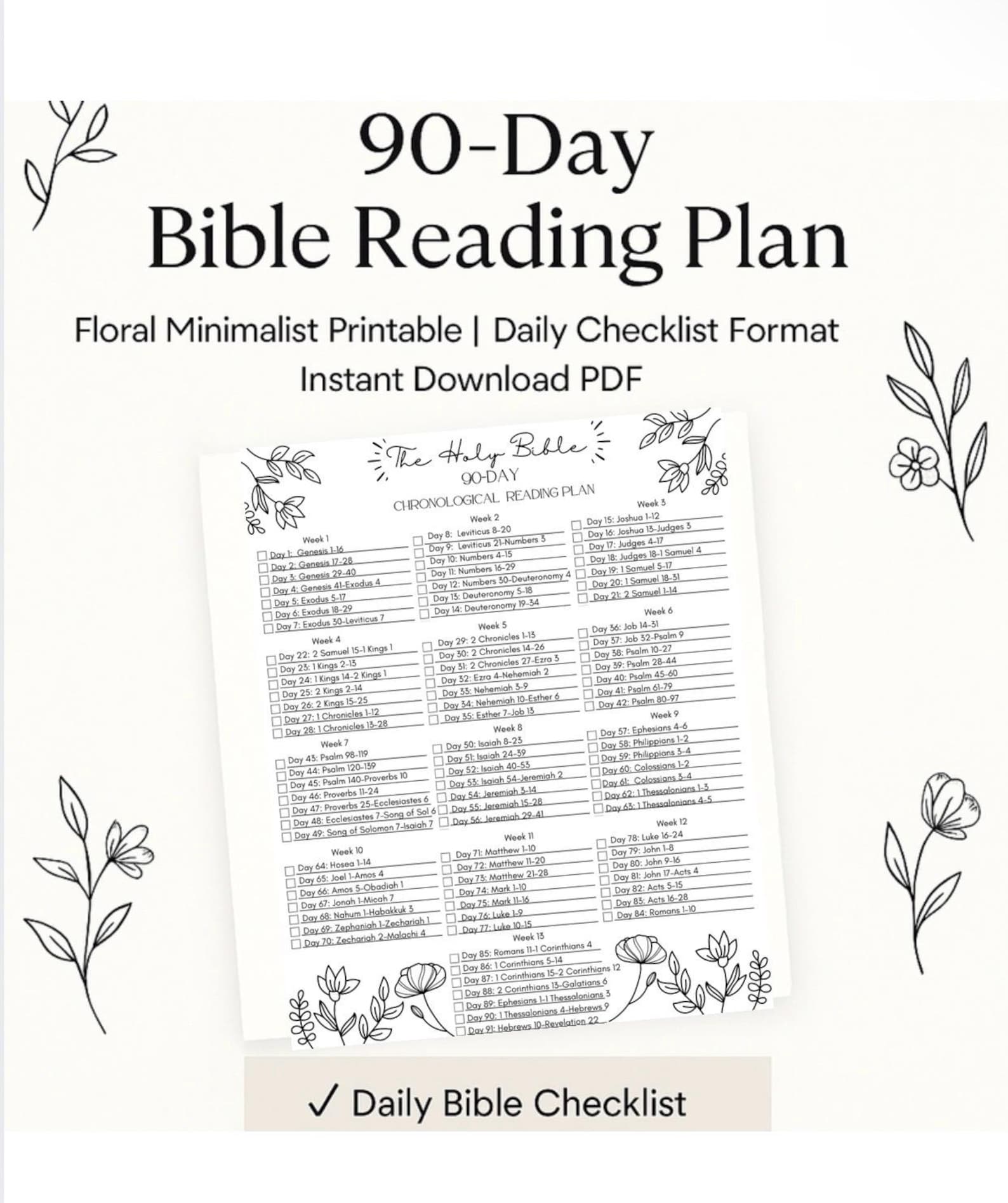 Read the Bible in 90 Days-digital Printable-christian- Jesus -download ...