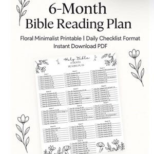 6-Month Bible Reading Plan: Christian Study Guide (Digital Download) | Includes BONUS habit tracker/Notes pages!