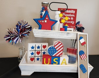 Patriotic Tiered Tray Decorations