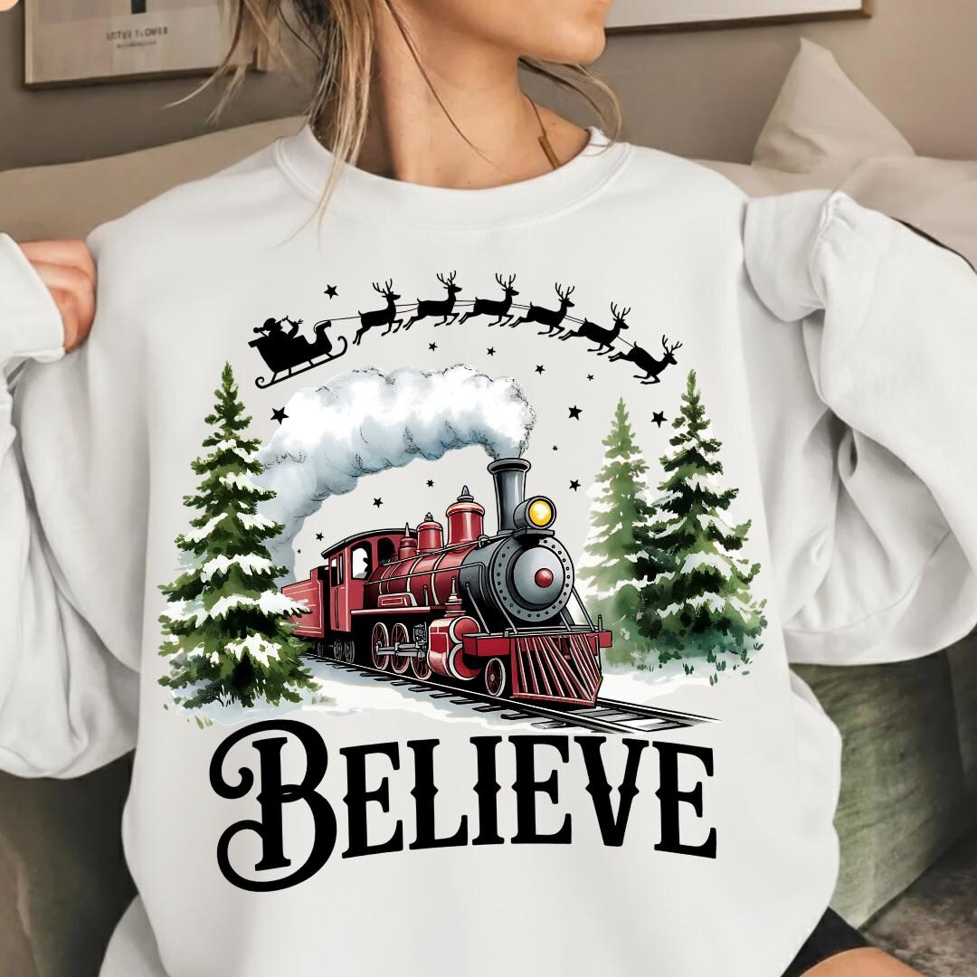 Believe North Pole Train PNG, Christmas Sublimation Design (digital ...
