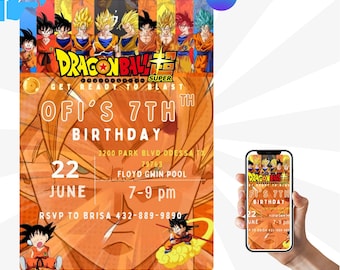 DragonBallz Birthday Invitation | Birthday Invitation | Cartoon Girl Kid Invitation | Editable Printable Anime Invitation Birthday Template