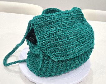 Green Mini Crochet Backpack
