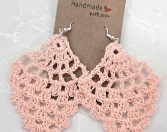 Pineapple Shaped Crochet Earrings (Peach)