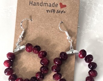 Cranberry Faceted Beaded Earrings