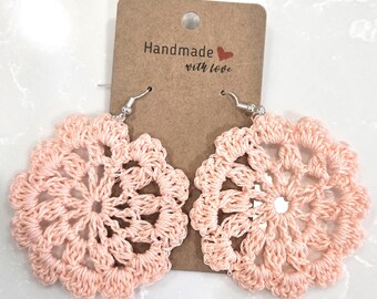 Crochet Doily Earrings (Peach)
