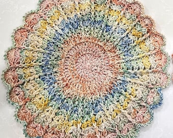 Sunburst Cotton Crochet Multi-Colored Placemats (Set of 2)