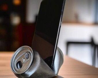 Crushed Can Phone Holder - Eco-Friendly and Quirky Desk Accessory