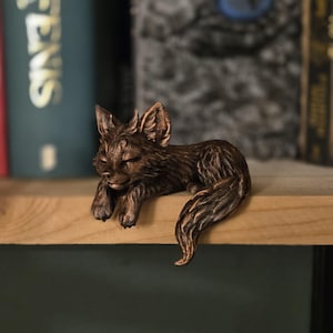 Bookshelf decor Sleeping baby wolf Figurine • Guardians of the Bookshelf • Cozy Shelf Decor • Book Nook Companion • Gift for Book Lovers