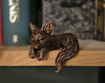 Bookshelf decor Sleeping baby wolf Figurine • Guardians of the Bookshelf • Cozy Shelf Decor • Book Nook Companion • Gift for Book Lovers
