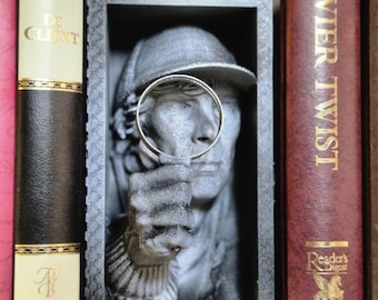 Sherlock Holmes Book Nook | Victorian Mystery Bookshelf Decor