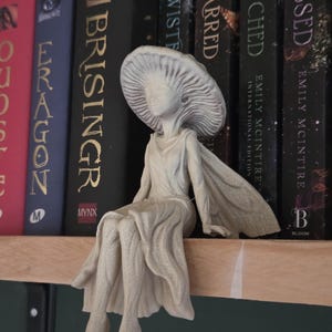 Mushroom Fairy Bookshelf Sitter | Fantasy Book Decor | Dark Academia Shelf Decor | Cottagecore Fairy | Booktok Gift | 3D Printed Figurine image 2