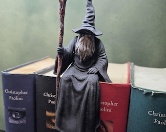 Wizard Shelf Sitter, Fantasy Bookshelf Decor, Wizard Figurine, Book Lover Gift, Reading Nook Decor, Fantasy Reader Gift