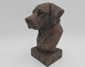 Busto de uma estátua de labrador - decoração para casa, amante de cães, ornamento pintado à mão