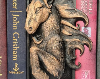 Book nook bronze horse - bookshelf decor