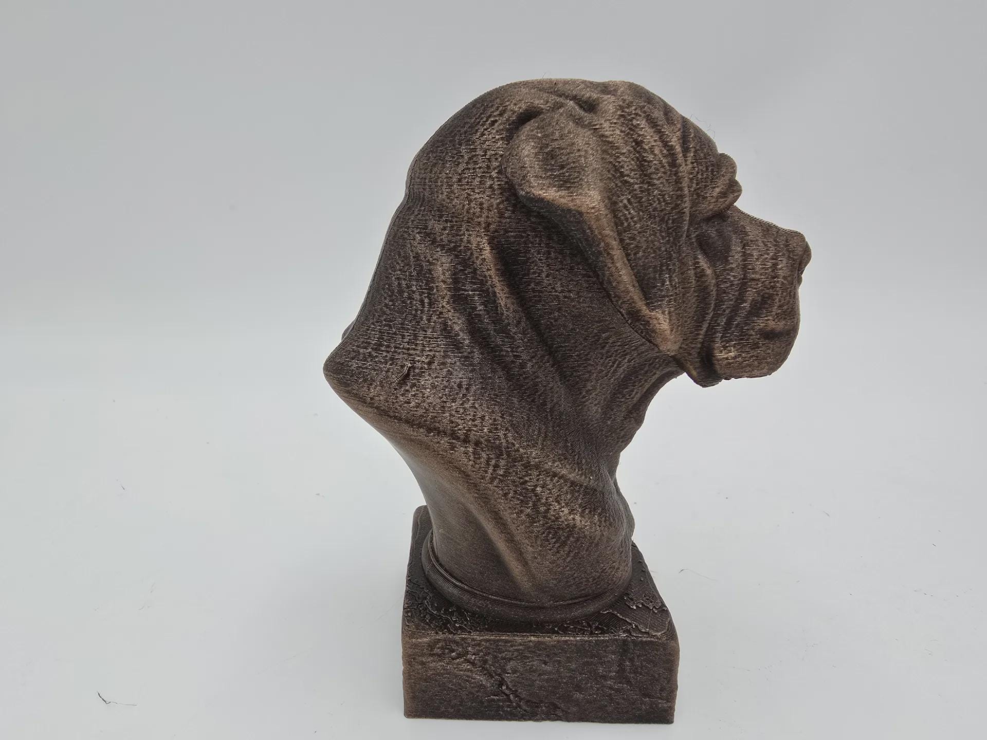 Support Casque En Forme De Buste De Dobermann - Accessoire Bureau En Plastique Rigide Bronze