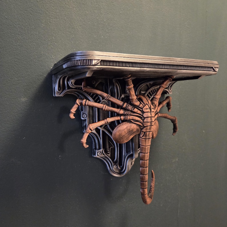 Facehugger xenomorph wall shelf decor gothic wallshelf face hugger – xeno inspired biomechanical image 5