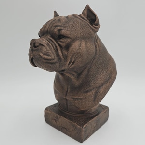 Büste einer American Bully-Hundestatue - Wohndeko Hundeliebhaber handbemalt Ornament