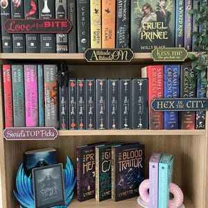 Letreros personalizados para estanterías: decoración única y artesanal para rincones de lectura. imagen 1