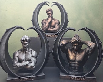 ACOTAR Bat Boys Statue | Rhysand Cassian Azriel | Night Court Book Decor | Romantasy Bookshelf Decor | Fantasy Fae Gift