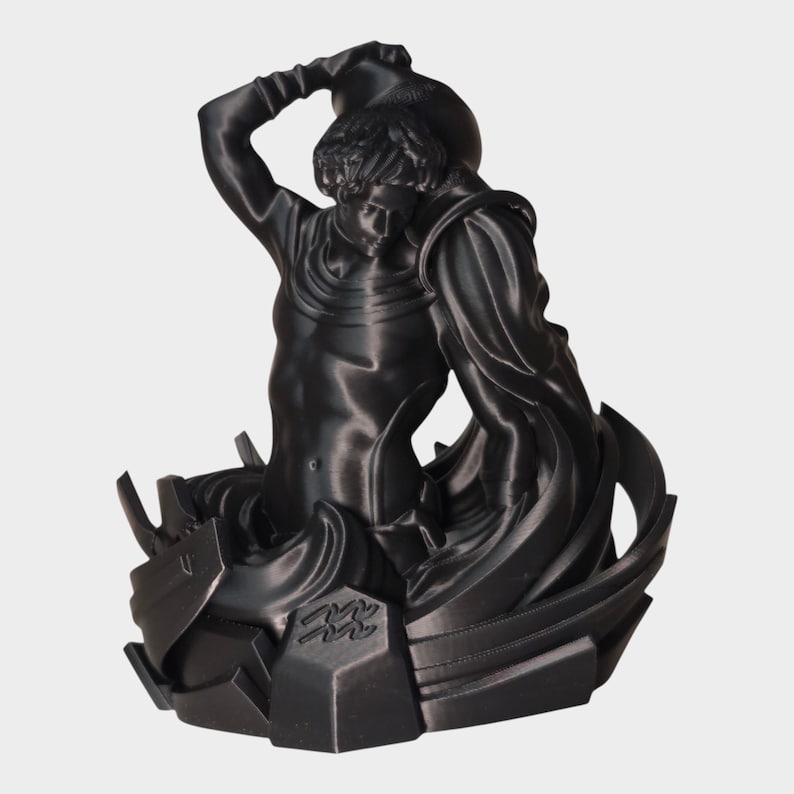 Elegant Aquarius Zodiac Figurine - Handcrafted Astrology Art - birthday milestone gift Black