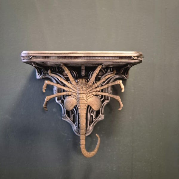 Dekoracja ścienna Facehugger Xenomorph Wallshelf w stylu gotyckim, Facehugger – biomechaniczny, inspirowany ksenomorfem