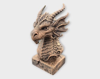 Bust of a Water Dragon Bust statue - handpainted home decor dog lover gift him her ornament