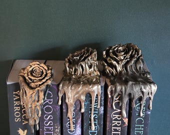 Melting Rose Bookshelf Decor | Dark Romance Book Nook | Gothic Rose Shelf Sitter | Fantasy Bookish Decor | Never After Inspired Gift