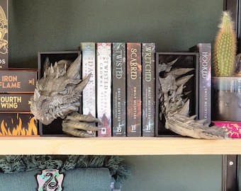 Dragon Head and Tail Book Nook & DnD DM Screen - 2-in-1 Fantasy Set forthwing onyxstorm decor gift
