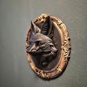 Gothic wall plaques – fox | dark fantasy wall art | baroque frame decor