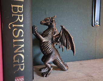 Drachen-Buchstütze, Fantasy-Bücherregal-Deko, Dekorative Drachen-Buchstütze, Geschenkidee für Fantasy-Leser