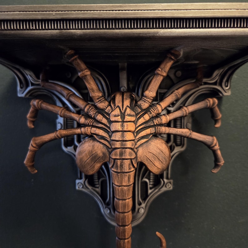 Facehugger xenomorph wall shelf decor gothic wallshelf face hugger – xeno inspired biomechanical image 2