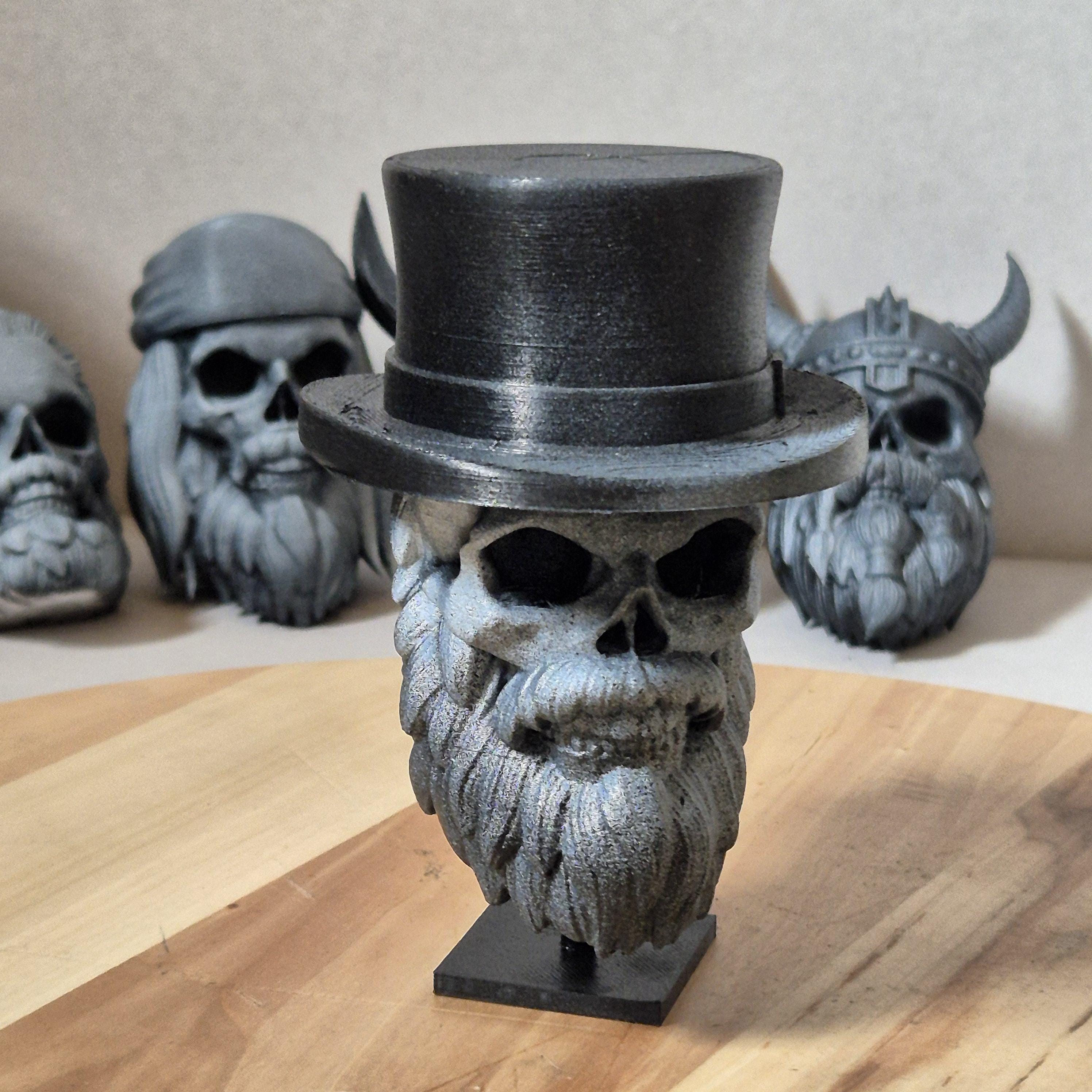 High hat Skull- Artistic Beard & Hair Home decor Design for Collectors