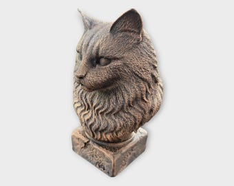 Busto de uma estátua de gato da floresta norueguesa - Amante de decoração presenteie-o com seu enfeite pintado à mão